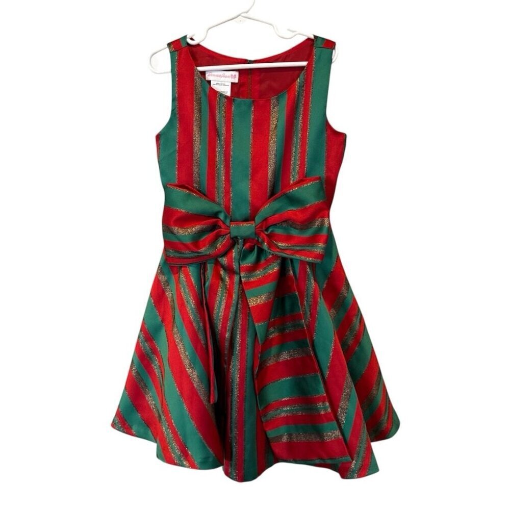 Bonnie Jean girls Size 7 Fancy Holiday Winter Christmas Dress, Full Twirl Skirt